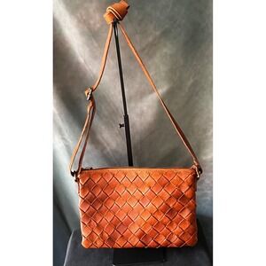Vilenca Holland Woven Leather Crossbody Bag Purse Handbag Brown Adjustable‎